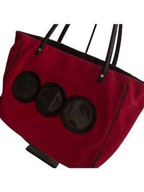 Red Envelope Photograph Red and Black Canvas Three Slots on Front Large Tote